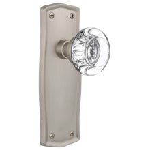 Round Clear Crystal Solid Brass Passage Door Knob Set with Prairie Rose and 2-3/8" Backset