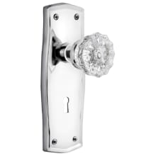 Crystal Solid Brass Dummy Door Knob Set with Prairie Rose and Keyhole