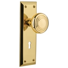 Deco Solid Brass Privacy Door Knob Set with New York Rose, Keyhole and 2-3/8" Backset