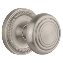 Deco Solid Brass Privacy Door Knob Set with Rope Rose and 2-3/8" Backset