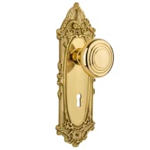 Deco Solid Brass Single Dummy Door Knob with Victorian Rose and Keyhole