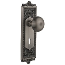 New York Solid Brass Dummy Door Knob Set with Egg and Dart Rose and Keyhole