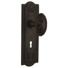 Victorian Solid Brass Privacy Door Knob Set with Meadows Rose, Keyhole and 2-3/8" Backset