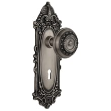 Meadows Solid Brass Privacy Door Knob Set with Victorian Rose, Keyhole and 2-3/8" Backset