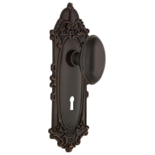 Homestead Solid Brass Single Dummy Door Knob with Victorian Rose and Keyhole
