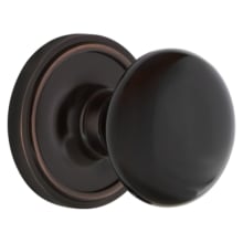 Black Porcelain Dummy Door Knob Set with Solid Brass Classic Rose Plate