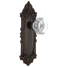 Waldorf Lead Crystal Vintage Restoration Dummy Door Knob Set with Solid Brass Victorian Backplate