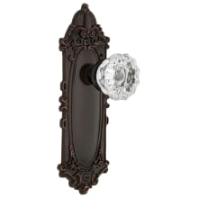 Crystal Solid Brass Privacy Door Knob Set with Victorian Rose and 2-3/8" Backset