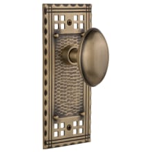 Farmhouse Homestead Solid Brass Passage Door Knob Set with Long Craftsman Plate and 2-3/4" Backset