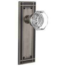 Waldorf Lead Crystal Passage Door Knob Set with Solid Brass Mission Backplate and 2-3/4" Backset