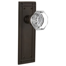 Waldorf Lead Crystal Passage Door Knob Set with Solid Brass Mission Backplate and 2-3/4" Backset