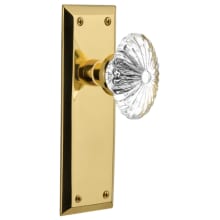 Oval Fluted Crystal Solid Brass Passage Door Knob Set with New York Rose and 2-3/4" Backset