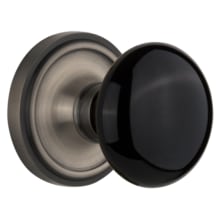 Black Porcelain Dummy Door Knob Set with Solid Brass Classic Rose Plate