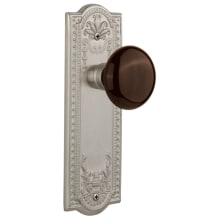 Brown Porcelain Solid Brass Dummy Door Knob Set with Meadows Rose