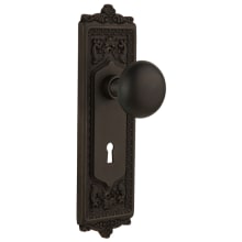New York Solid Brass Passage Door Knob Set with Egg and Dart Rose, Keyhole and 2-3/4" Backset