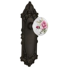 Rose Porcelain Solid Brass Dummy Door Knob Set with Victorian Rose