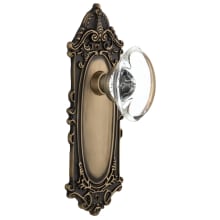Oval Clear Crystal Solid Brass Passage Door Knob Set with Victorian Rose and 2-3/8" Backset