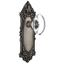 Oval Clear Crystal Solid Brass Passage Door Knob Set with Victorian Rose and 2-3/8" Backset