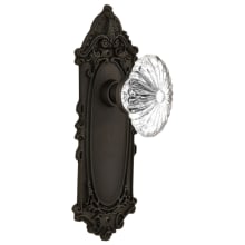Oval Fluted Crystal Solid Brass Passage Door Knob Set with Victorian Rose and 2-3/8" Backset