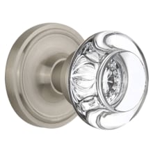 Round Clear Crystal Passage Door Knob Set with Solid Brass Classic Rose and 2-3/8" Backset