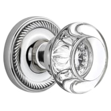 Round Clear Crystal Solid Brass Single Dummy Door Knob with Rope Rose