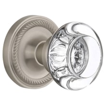 Round Clear Crystal Solid Brass Dummy Door Knob Set with Rope Rose
