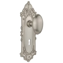 Homestead Solid Brass Passage Door Knob Set with Victorian Rose, Keyhole and 2-3/4" Backset