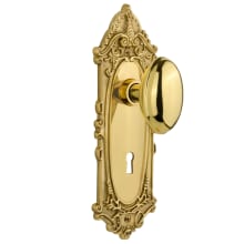 Homestead Solid Brass Passage Door Knob Set with Victorian Rose, Keyhole and 2-3/4" Backset