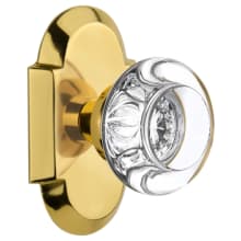 Round Clear Crystal Solid Brass Dummy Door Knob Set with Cottage Style Plate