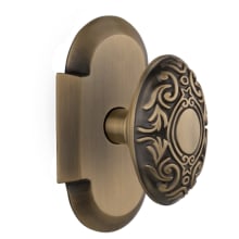 Victorian Solid Brass Dummy Door Knob Set with Cottage Style Plate