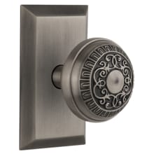 Egg and Dart Solid Brass Passage Door Knob Set with Studio Rose and 2-3/8" Backset