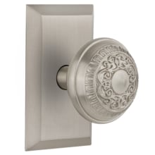 Egg and Dart Solid Brass Passage Door Knob Set with Studio Rose and 2-3/8" Backset