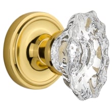 Vintage Victorian Chateau Privacy Door Knob Set with Elegant Crystal Knob and Classic Rose Plate - 2-3/4" Backset