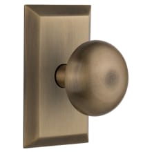 New York Solid Brass Privacy Door Knob Set with Studio Rose and 2-3/8" Backset