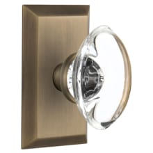 Oval Clear Crystal Solid Brass Single Dummy Door Knob with Studio Rose