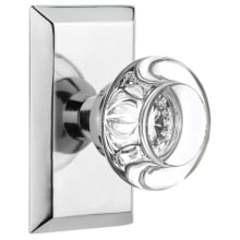 Round Clear Crystal Solid Brass Dummy Door Knob Set with Studio Rose