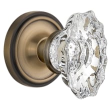 Vintage Victorian Chateau Passage Door Knob Set with Crystal Knob and Classic Rose Plate - 2-3/8" Backset