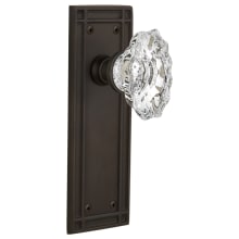 Vintage Chateau Fluted Crystal Privacy Door Knob Set with Solid Brass Mission Style Backplate and 2-3/8" Backset