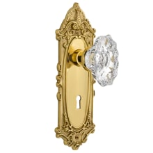 Chateau Solid Brass Privacy Door Knob Set with Victorian Rose, Keyhole and 2-3/8" Backset
