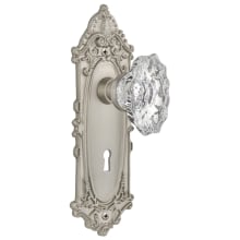 Chateau Solid Brass Vintage Skeleton Key Retrofit Entry Handleset Trim with Victorian Rose, Keyhole and 2-1/4" Backset
