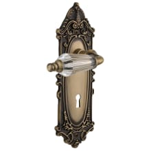 Parlor Solid Brass Passage Lever Set with Victorian Rose, Keyhole and 2-3/8" Backset