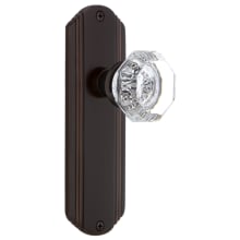 Vintage Luxe Waldorf Lead Crystal Octagon Privacy Door Knob Set with Brass Art Deco Plate and 2-3/4" Backset