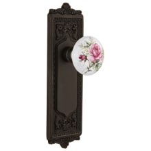 Rose Porcelain Solid Brass Privacy Door Knob Set with Egg and Dart Rose and 2-3/4" Backset