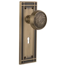 Craftsman Solid Brass Passage Door Knob Set with Mission Rose, Keyhole and 2-3/8" Backset