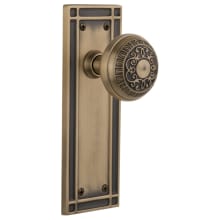 Egg and Dart Solid Brass Dummy Door Knob Set with Mission Rose