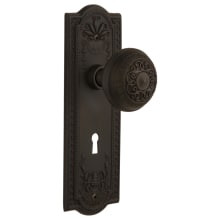 Egg and Dart Solid Brass Dummy Door Knob Set with Mission Rose and Keyhole