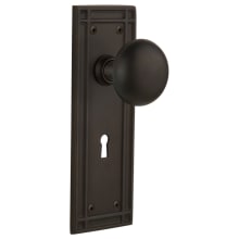 New York Solid Brass Dummy Door Knob Set with Mission Rose and Keyhole
