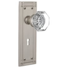 Waldorf Lead Crystal Dummy Door Knob Set with Solid Brass Mission Backplate and Skeleton Keyhole