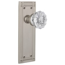 Vintage Fluted Crystal Privacy Door Knob Set with Solid Brass Mission Style Back Plate and 2-3/8" Backset