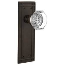 Waldorf Lead Crystal Privacy Door Knob Set with Solid Brass Mission Backplate and 2-3/8" Backset